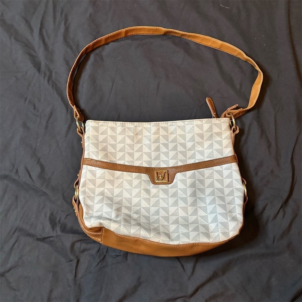 Stone Mountain Crossbody Shoulder Bag Womens Medium Beige Gray Geometric purse